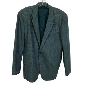 Mens Size 46 REGULAR 46R Mr. Turk Trina Green Pure Cotton Plaid Blazer Jacket
